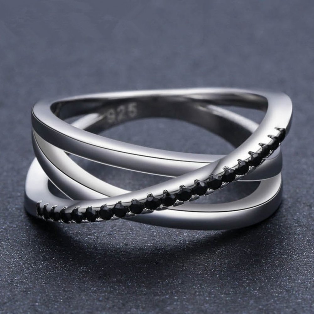 Multi Layer Four Lines Stacking Cross Stackable Rings For Women, Pd048